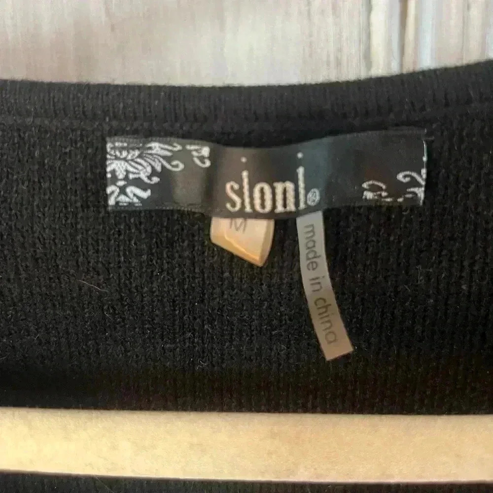 SIONI Blk VNeck sweater Sequin Fringe Detail LongSleeve M whimsigoth SWIFTY glam - Picture 4 of 8